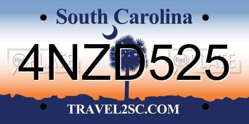4NZD525 South Carolina License Plate