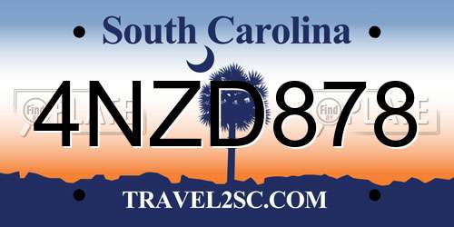 4NZD878 South Carolina License Plate