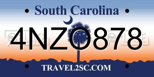 4NZO878 South Carolina License Plate