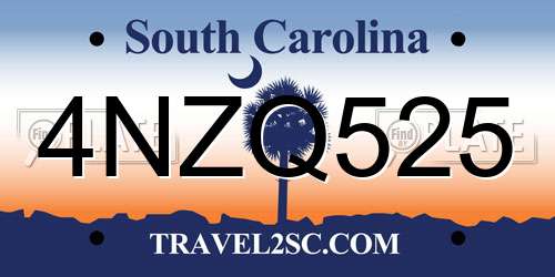 4NZQ525 South Carolina License Plate