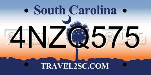 4NZQ575 South Carolina License Plate