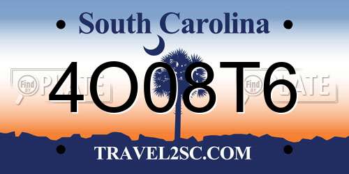 4O08T6 South Carolina License Plate