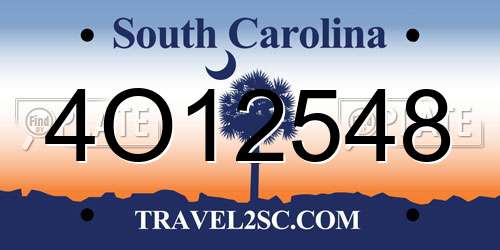 4O12548 South Carolina License Plate