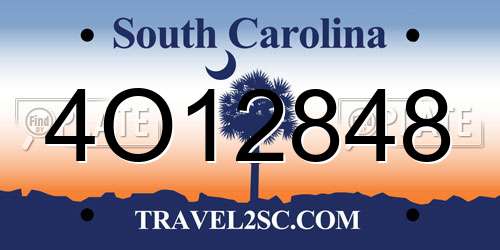 4O12848 South Carolina License Plate