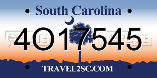 4O17545 South Carolina License Plate
