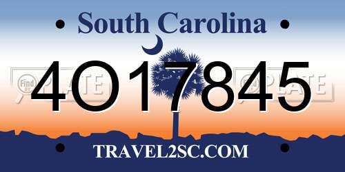 4O17845 South Carolina License Plate