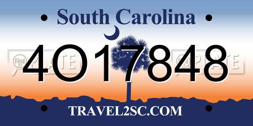 4O17848 South Carolina License Plate
