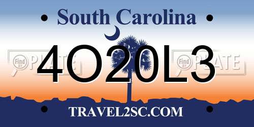 4O20L3 South Carolina License Plate