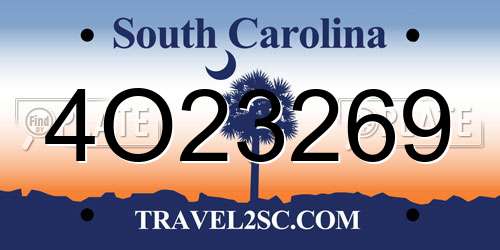 4O23269 South Carolina License Plate