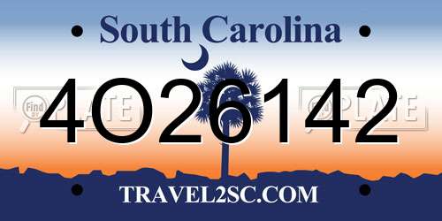 4O26142 South Carolina License Plate