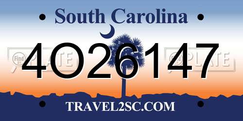4O26147 South Carolina License Plate