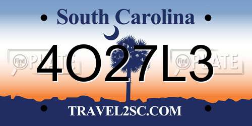 4O27L3 South Carolina License Plate