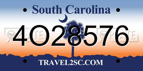 4O28576 South Carolina License Plate