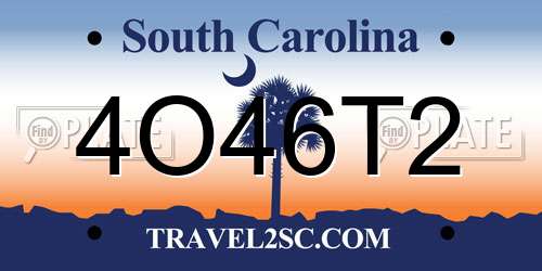 4O46T2 South Carolina License Plate