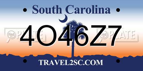 4O46Z7 South Carolina License Plate