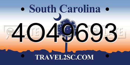 4O49693 South Carolina License Plate