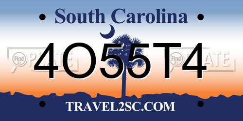 4O55T4 South Carolina License Plate