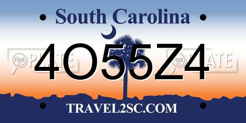 4O55Z4 South Carolina License Plate