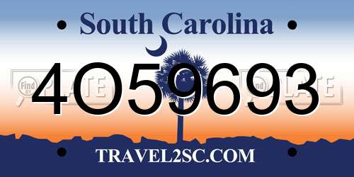 4O59693 South Carolina License Plate