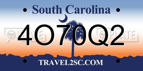 4O70Q2 South Carolina License Plate