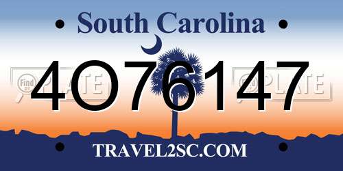 4O76147 South Carolina License Plate