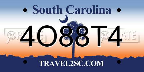 4O88T4 South Carolina License Plate