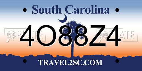 4O88Z4 South Carolina License Plate