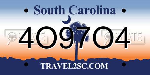 4O97O4 South Carolina License Plate
