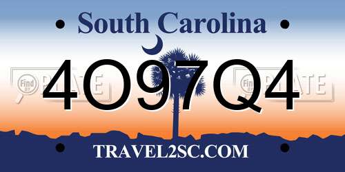 4O97Q4 South Carolina License Plate