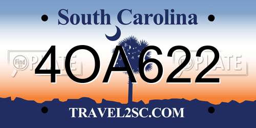 4OA622 South Carolina License Plate