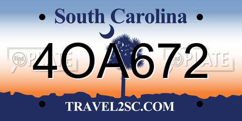 4OA672 South Carolina License Plate