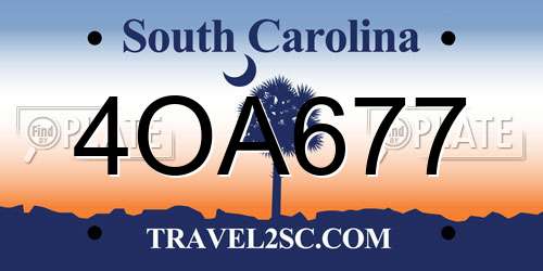 4OA677 South Carolina License Plate