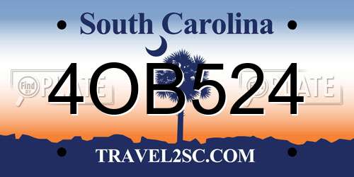 4OB524 South Carolina License Plate
