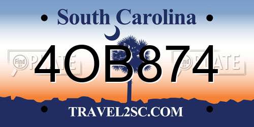 4OB874 South Carolina License Plate