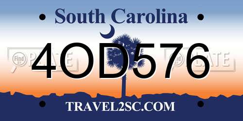 4OD576 South Carolina License Plate
