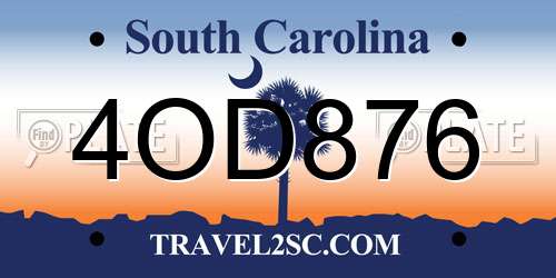 4OD876 South Carolina License Plate