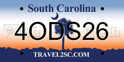 4ODS26 South Carolina License Plate