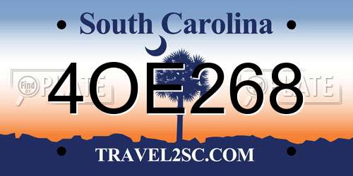 4OE268 South Carolina License Plate