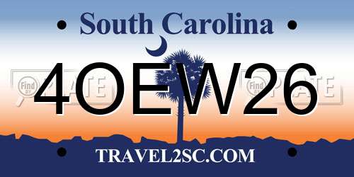 4OEW26 South Carolina License Plate