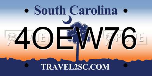 4OEW76 South Carolina License Plate