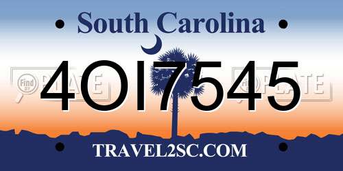 4OI7545 South Carolina License Plate