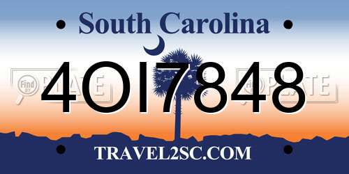 4OI7848 South Carolina License Plate