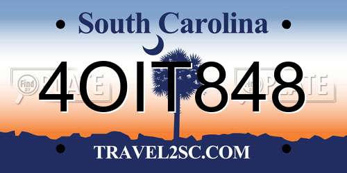 4OIT848 South Carolina License Plate