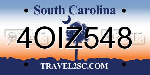 4OIZ548 South Carolina License Plate