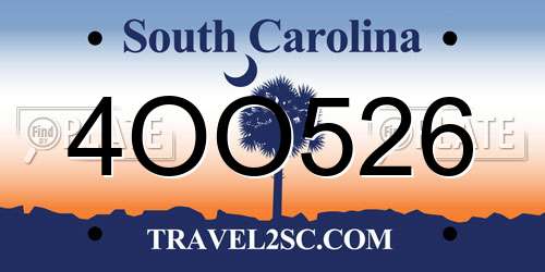 4OO526 South Carolina License Plate