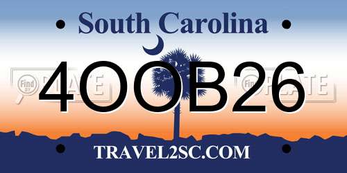 4OOB26 South Carolina License Plate