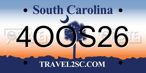 4OOS26 South Carolina License Plate