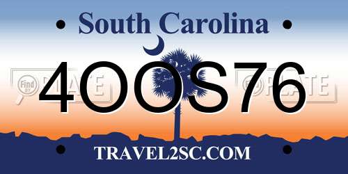 4OOS76 South Carolina License Plate