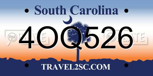 4OQ526 South Carolina License Plate
