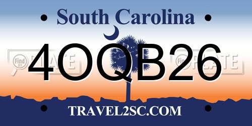 4OQB26 South Carolina License Plate